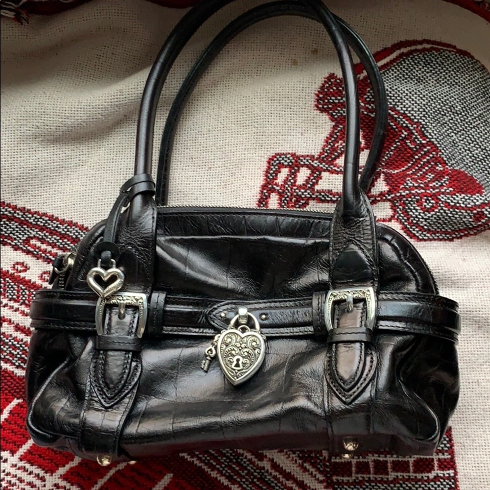 NWT Black Leather Handbag w Dust Bag
